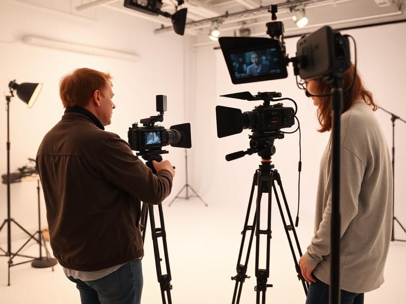 Professional video production in studio